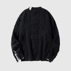 Lässiger Vintage-Pullover mit Stickerei und lockerem Used-Look