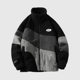 Chaqueta de piel de oveja con cuello color block