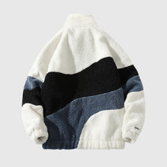 Chaqueta de piel de oveja con cuello color block