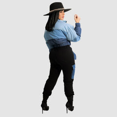 Chaqueta vaquera con parches degradados