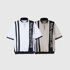 Patchwork-T-Shirts mit Stehkragen