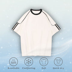 Camiseta de rayas de seda de hielo en contraste