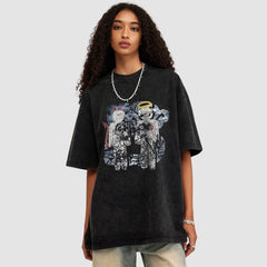 Camiseta lavada de diablo y ángel