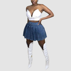 Minifalda plisada de mezclilla