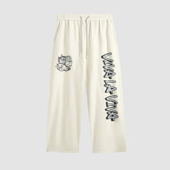Pantalones anchos con estampado de letras de hip-hop