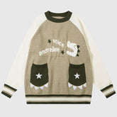 Cute Dinosaur Pattern Patch Pocket Pullover