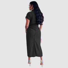 Vestido vaquero de tirantes plisado y elástico alto