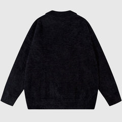 Suéter de pelo de visón bordado con estampado de oveja