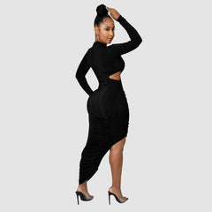 Einfarbiges, plissiertes Midikleid