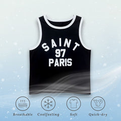 Camiseta sin mangas con estampado de letras de seda de hielo