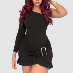 Vestidos ajustados con volantes y un solo hombro