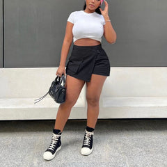 Einfarbige Culotte mit unregelmäßigem Design