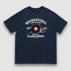 T-Shirt mit Handtuch-Stickerei und Baseball-Muster