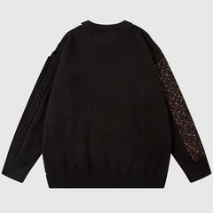 Strickpullover mit verdrehtem Patchwork-Design