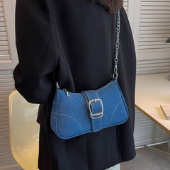 Bolso baguette de hombro de mezclilla