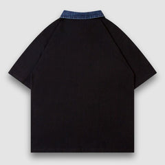 T-Shirt mit aufgesticktem Spider-Denim-Patch am Revers