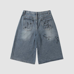 Shorts vaqueros con estampado de grafiti