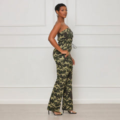 Camouflage-Jumpsuits mit Kordelzug in der Taille