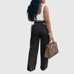 Pantalones con cortes sólidos