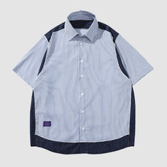 Übergroße Patchwork-Streifenhemden