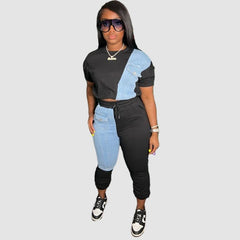 Jeans-Hosenset im Patchwork-Design