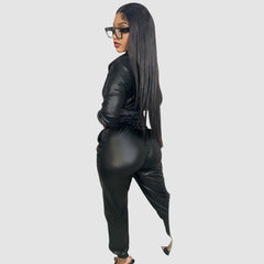 Conjunto de chaqueta y pantalón de PU