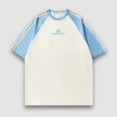 Camiseta raglán con rayas en contraste