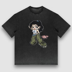 Camiseta con estampado de dibujos animados degradados