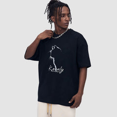 Camiseta con estampado de gato de tinta