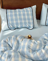 Camille French Plaid Bedding Set - Blue