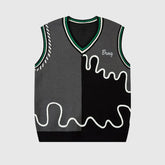 Chaleco holgado con cuello en V y letras en bloques de color