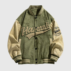 Bestickte Baseballjacke aus Wildleder im Street-Style