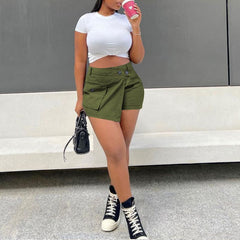 Einfarbige Culotte mit unregelmäßigem Design