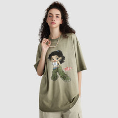 Camiseta con estampado de dibujos animados degradados