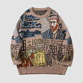 Full Graffiti Design Knit Pullover