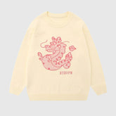 Suéter de punto bordado con dragón de dibujos animados