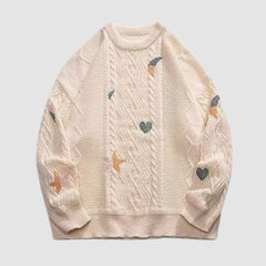 Strickpullover mit Twist-Stickerei