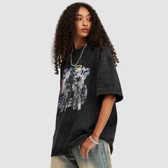 Camiseta lavada de diablo y ángel