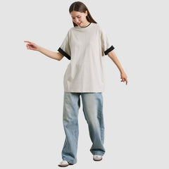 Solides Fake-Zweiteiler-T-Shirt