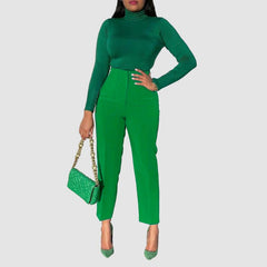 Pantalones de talle alto de color liso