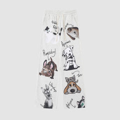 Pantalones anchos con estampado de cachorro