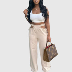 Pantalones con cortes sólidos