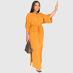 Cargokleid mit seitlichen Falten und enger Taille