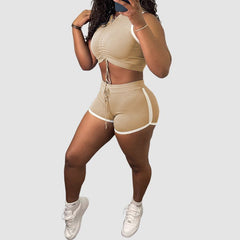 Set aus Weste mit Kordelzug und kurzer Hose