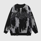 Vintage Distressed Color-Block Knit Sweater