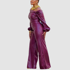 Conjunto de cuero PU con hombros descubiertos