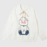 Sheep Pattern Embroidered Mink Hair Pullover