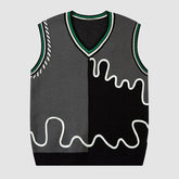 Irregular Color-blocked Vest Sweater
