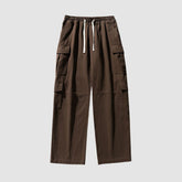 Pantalones cargo de color sólido con parche y múltiples bolsillos