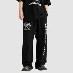 Pantalones anchos con estampado de letras de hip-hop